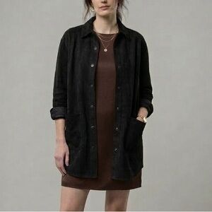Well Worn Black Faux Suede Shacket Jacket Oversized S